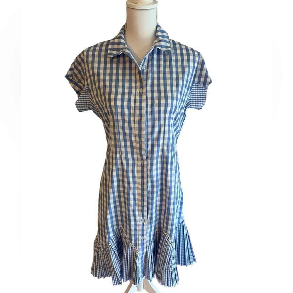 Thakoon Blue and White Gingham Dress Size 4